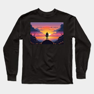 "Crimson Conquest: A Story of Strength in the Sunset Glow" Long Sleeve T-Shirt